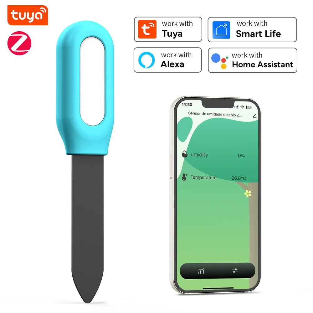 Tuya Zigbee Soil Sensor Humidity Temperature Moisture Detector Smart Life Home Assistant Real Time Monitor for Plant Garden