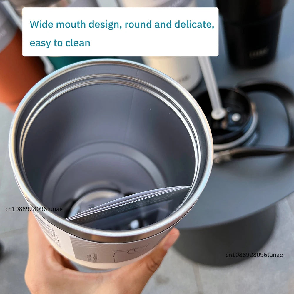 Tyeso 600/750/900ML Car Coffee Cup Thermo Bottle with Straw Portable Sport Insulated Vacuum Flask Travel Thermal Water Bottle