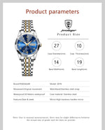 POEDAGAR Fashion Ladies Watch Waterproof Luminous Date Week Watch for Woman High Quality Stainless Steel Women's Quartz Watches