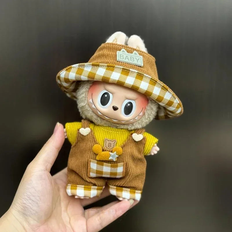 Mini Plush Doll'S Clothes Outfit Accessories For Korea Kpop Exo 15-17cm Labubu Idol Overalls set Clothing Gift