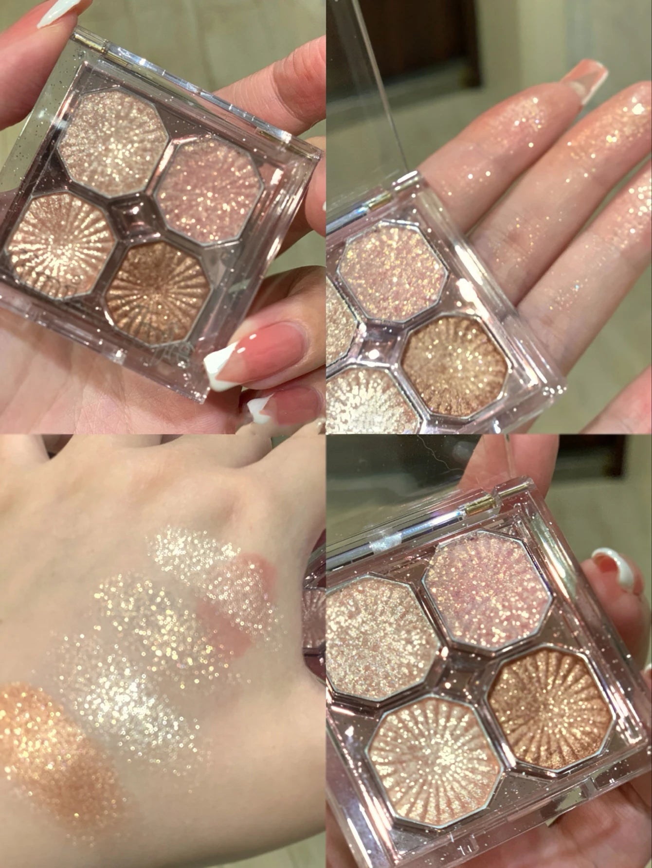 DIKALU Gem Four Color Eyeshadow Pearl Matte easy to remove makeup Daily Glitter Glitter Eyeshadow tray