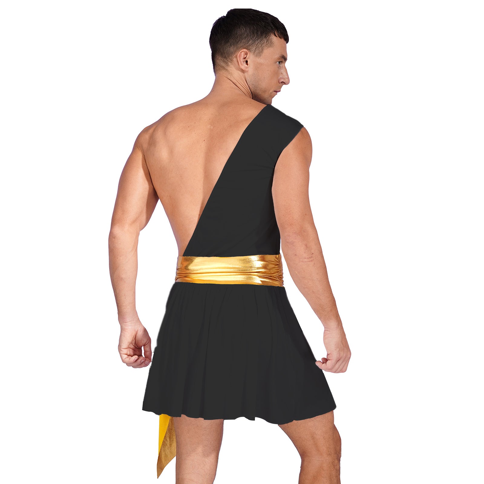 Mens Ancient Greek God Toga Gladiator Costumes Roman Emperor One Shoulder Sleeveless Robe Halloween Medieval Warrior Outfits