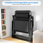 Garden Sunloungers Outdoor Textilene Adjustable Zero Gravity Folding Reclining Lounge Chair with Cup Holder and Headrest Pillow