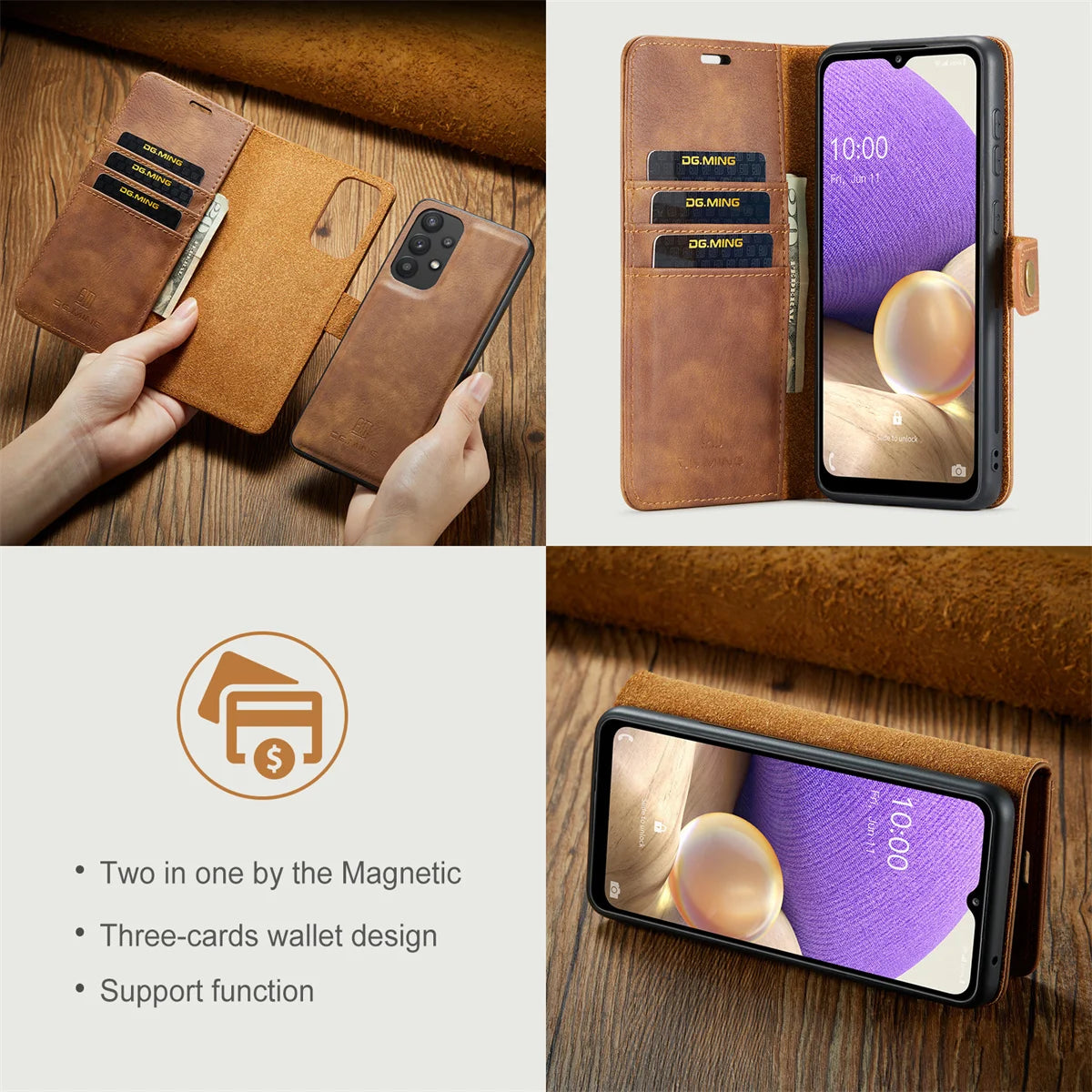 Detachable Magnetic Leather Case for Samsung Galaxy S24 S23 S22 Plus Ultra A14 A24 A34 A54 A53 A15 A35 A55 5G Wallet Card Holder