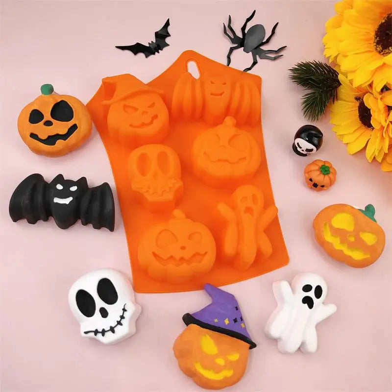 Pumpkin Halloween Silicone Mold for Cake Biscuit Candy Baking Skull Bat Spider Trick Or Treat kid Children Halloween Party Decor