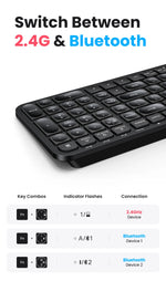 UGREEN Keyboard Wireless Bluetooth & 2.4GHz Russian/Korean/English Keycaps for Laptop MacBook iPad PC Tablet Bluetooth Keyboard