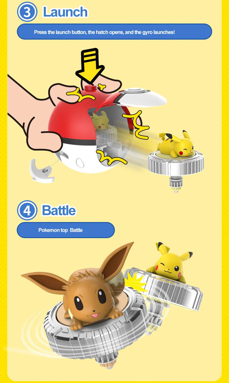 Pokemon spinning top ball toy action figure original Pikachu Charmander Squirtle Mew Eevee box gyro spin battle game poke child