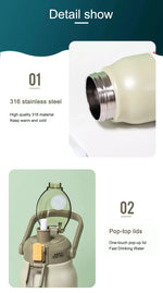 Tumbler Thermo Bottle Large Capacity With Straw Stainless Steel Thermal Water Bottle Cold and Hot Thermos Cup Vacuum Flask Gym