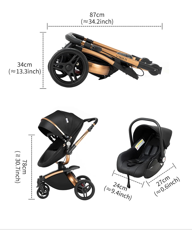3 in 1 Lightweight High Landscape Baby Stroller Cart Carriage for Newborn Luxury Pushchair