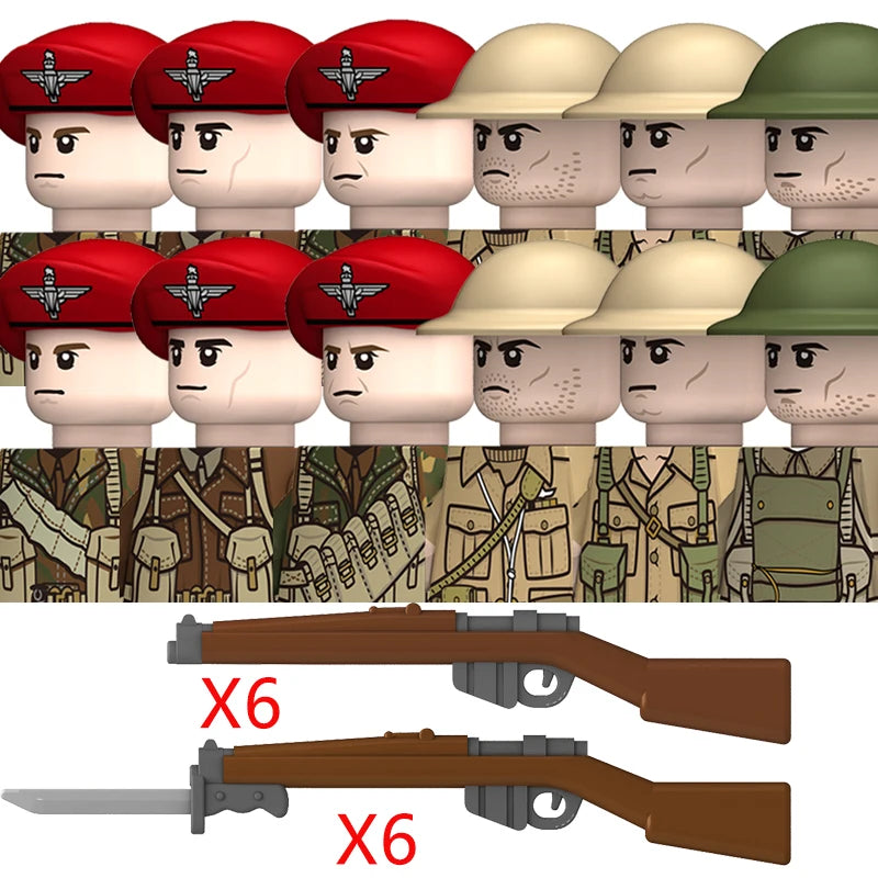 Military WW2 German Navy Armored Troops Building Blocks US 101st Britain Soviet Union Soldiers Infantry Weapons Bricks Toys Kids