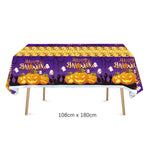 Halloween Disposable Tableware Horror Pumpkin Ghost Purple Plates Napkins Cups Tablecloth Halloween Party Home Decor Supplies