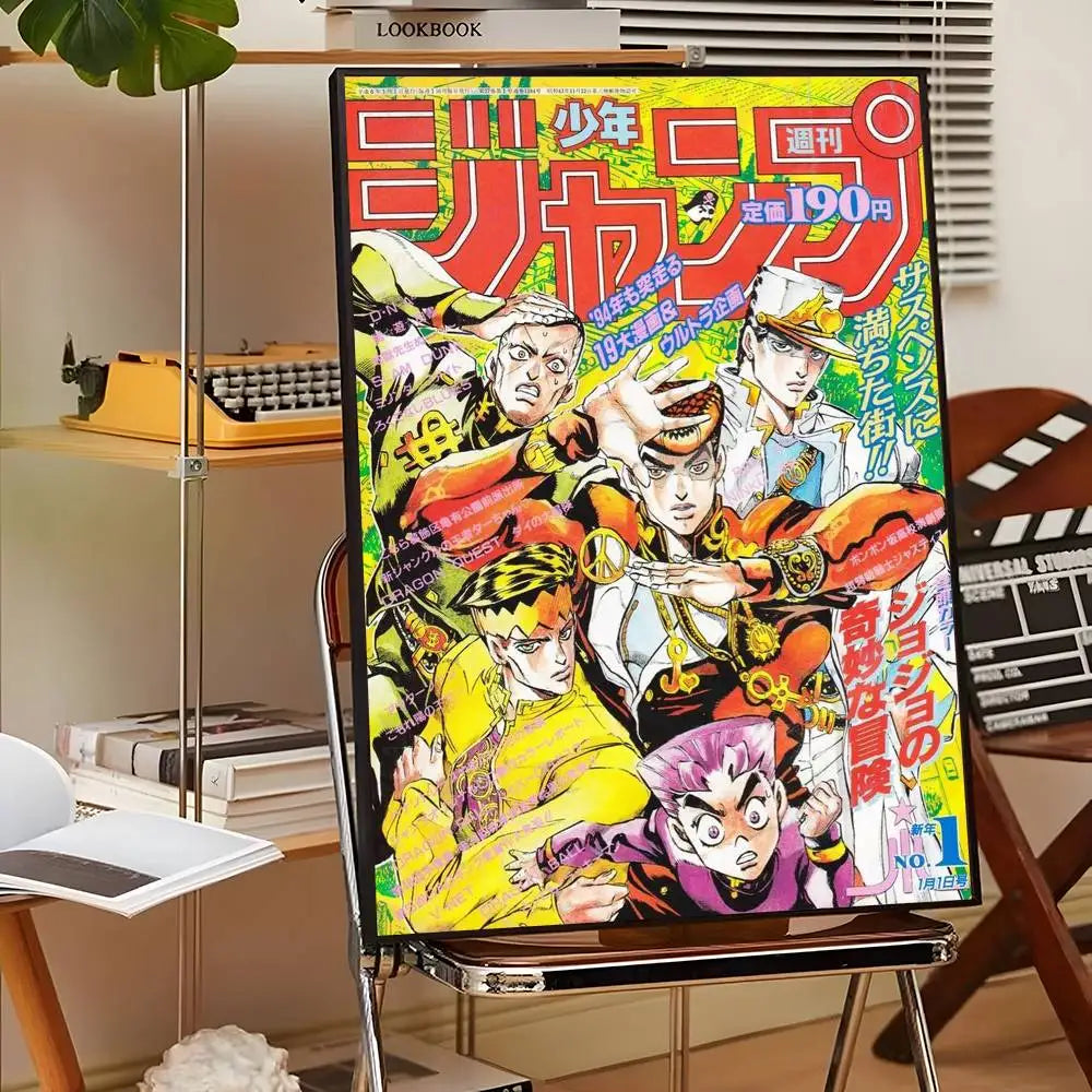 Anime J-JoJo Bizarre Adventure Poster Sticky Wall Art Printing Waterproof Home Living Bed Room Bar Aesthetic Decor