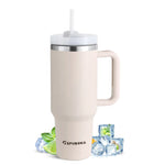 1200ml Stainless Steel Insulated Straw Water Bottle Thermal Coffee Car Cup 40oz Cold Hot Mug Vacuum Flask with Handle for Travel