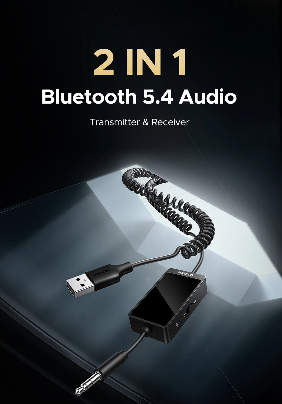 【 RU】UGREEN Bluetooth5.4  3.5mm Jack Audio OLED Display for Home Stereo Car