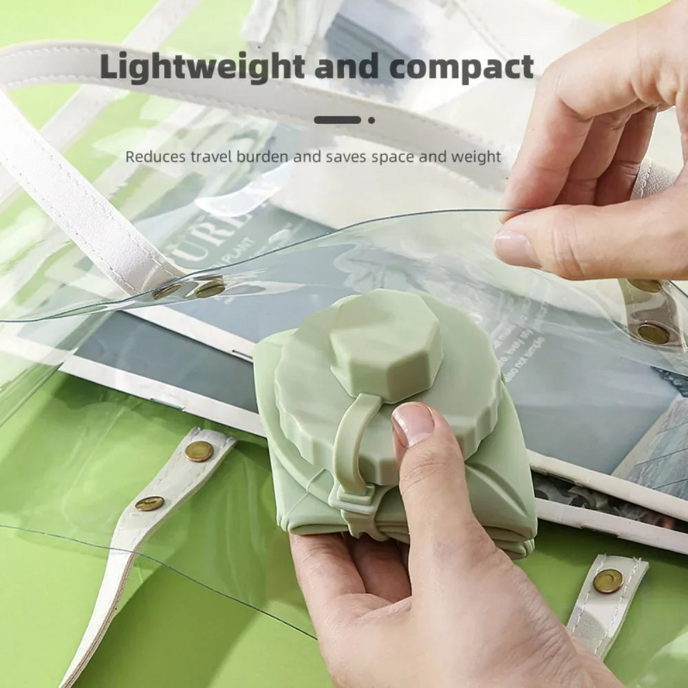 600ml Silicone Folding Bottle Adult Portable Reusable Plastic Cups Outdoor Travel Gym Water Bottle Motivational Drinking Bottle