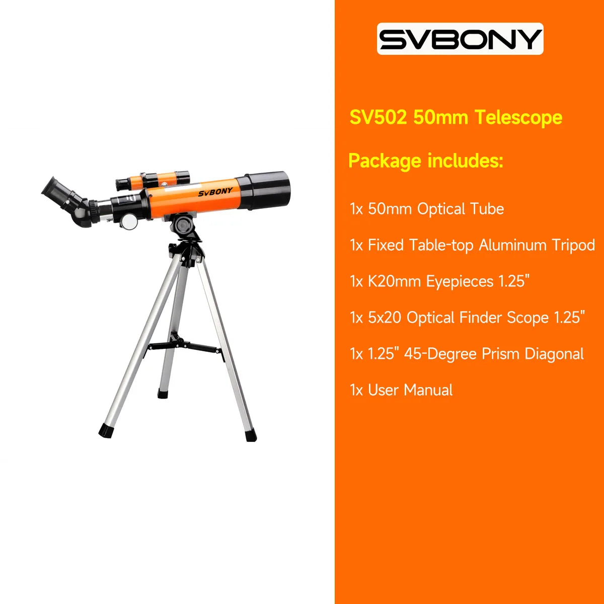 Svbony SV501P 60/70mm Astronomical Telescope Sets,for Planetary and Moon Observation,Gift for  Kids,Beginners and Students