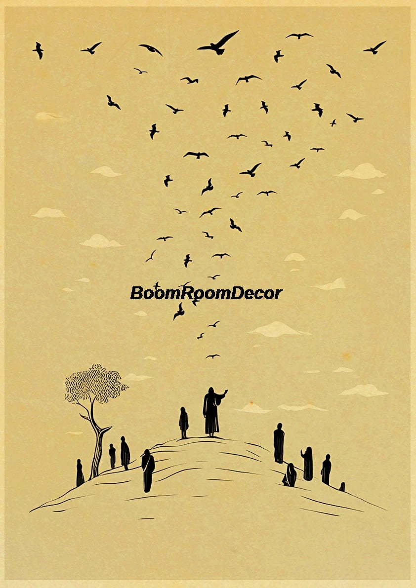 Retro Abstract Creative Poster Kraft Paper Nostalgia Canvas Prints Modern Landscape Coffee Bar Wall Art Posters Living Decor