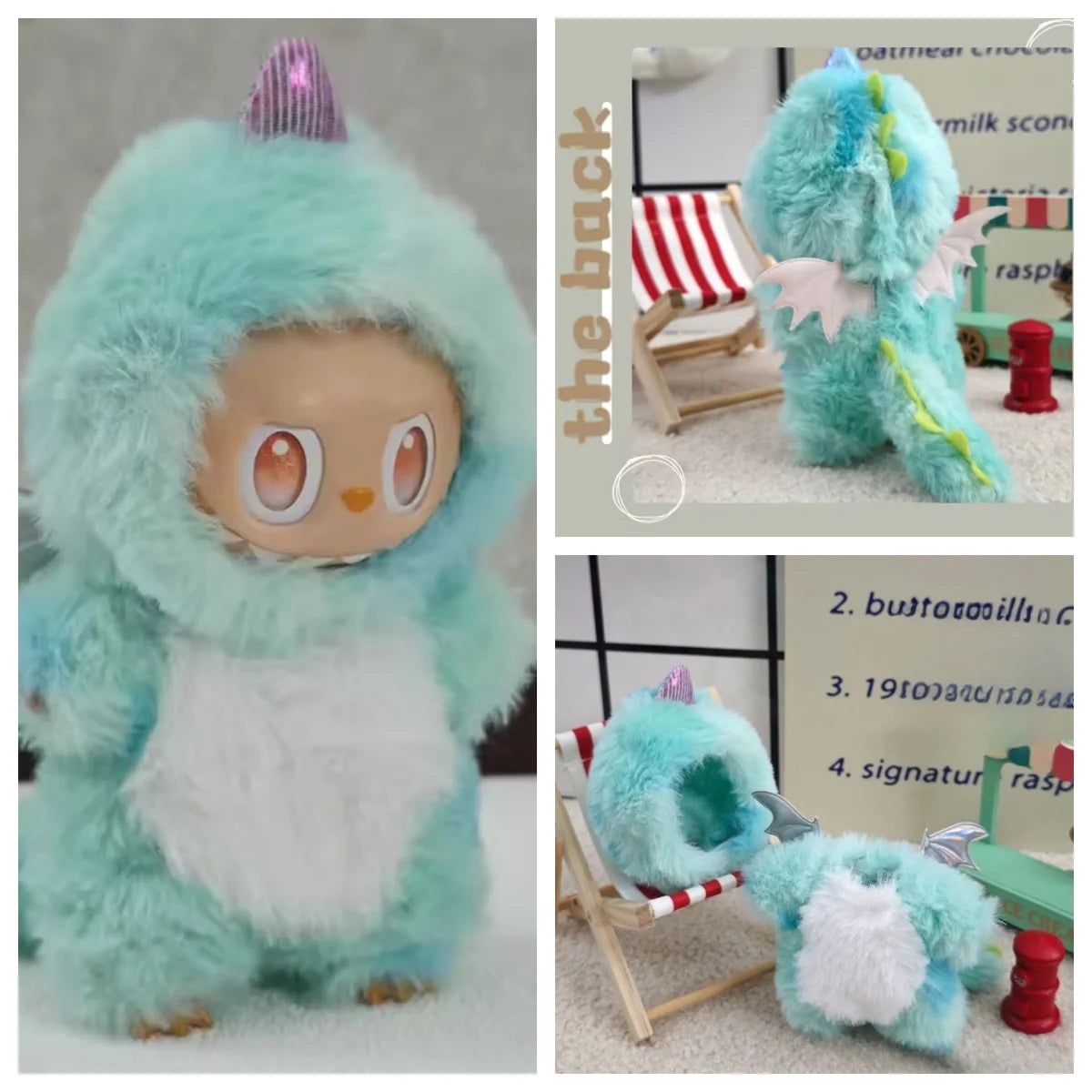 13CM Plush Doll Clothes for Labubu Doll's Clothes 6-Piece Set Dinosaur Animal Suit with Hat Outfit Accessories Dolls Clothing