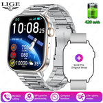 LIGE 2025 For Android IOS GPS Smart Watch Women 2.01" HD Screen Heart Rate Bluetooth Call Compass IP68 Waterproof Men Smartwatch