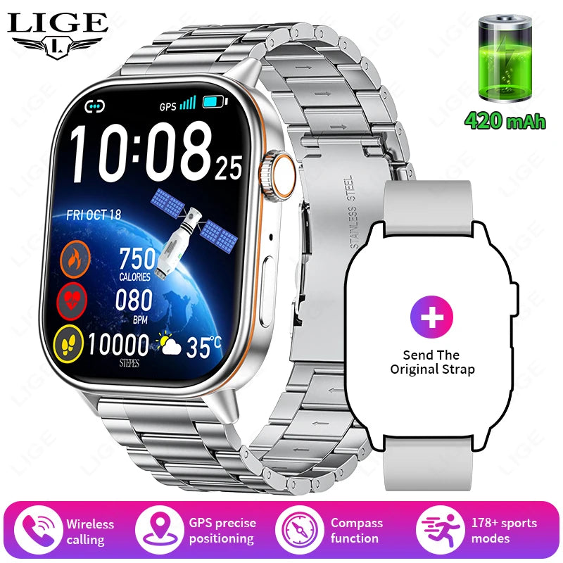 LIGE 2025 For Android IOS GPS Smart Watch Women 2.01