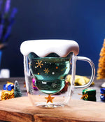 Christmas Tree Cup Transparent Double Heat Resistant Creative Couples Mug Snowflake Drinking Glass Children's Gift Coffee Cups