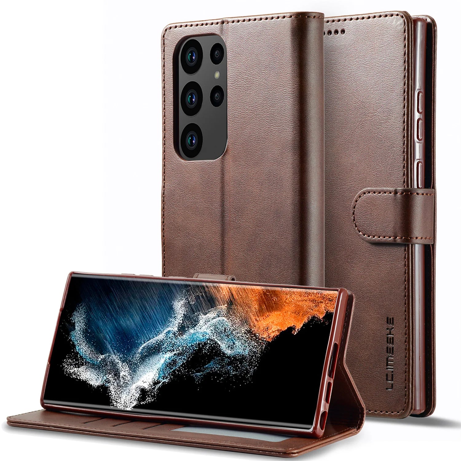 Leather Case for Samsung Galaxy S23 S24 S25 FE Ultra Plus Edge A07 A17 A35 A55 A06 A16 A26 A36 A56 5G Flip Wallet Card Holder