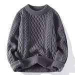 Trendy Knitted Sweater For Men Casual Round Neck Warm Inner Loose-fit Pullover Cozy Soft Supple Fall Winter Fashion