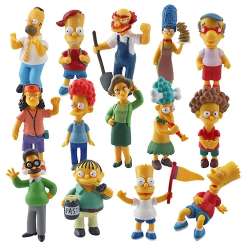 14pcs Disney Simpsons Cartoon Action Figure Toys Funny Homer Marge Bart Mini Figurines PVC Doll Model Children Toy Birthday Gift