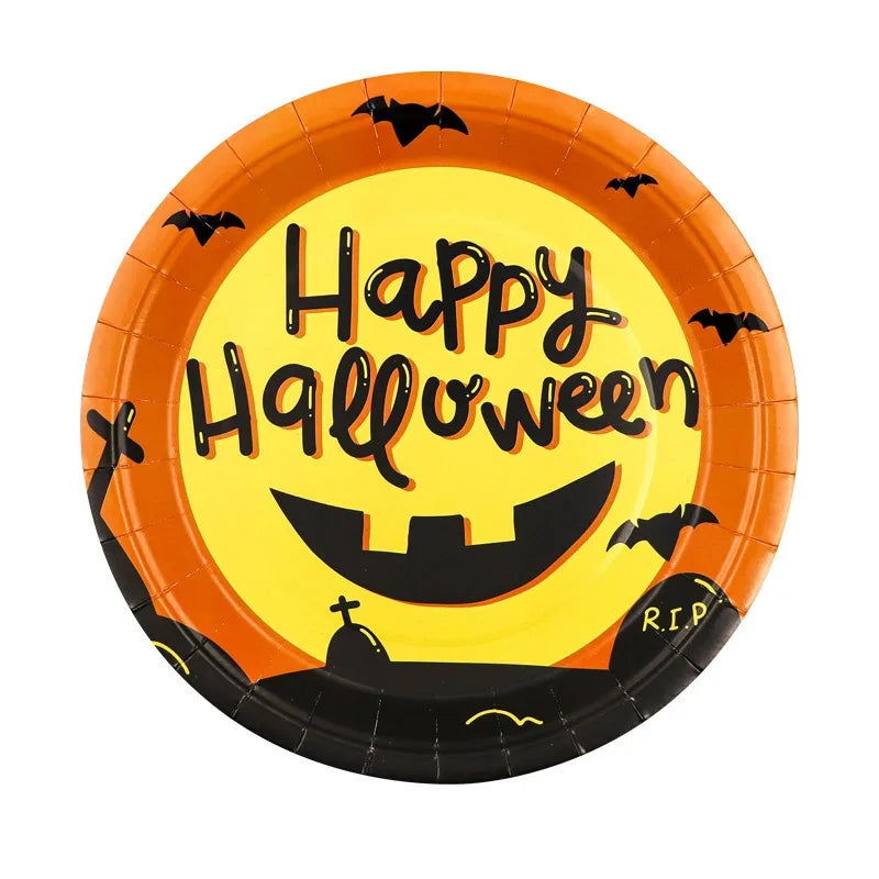Halloween Themed Disposable Tableware Cups 7 Inch Plates 9 Inch Plates Halloween Party Decoration Supplies Festival Supplies