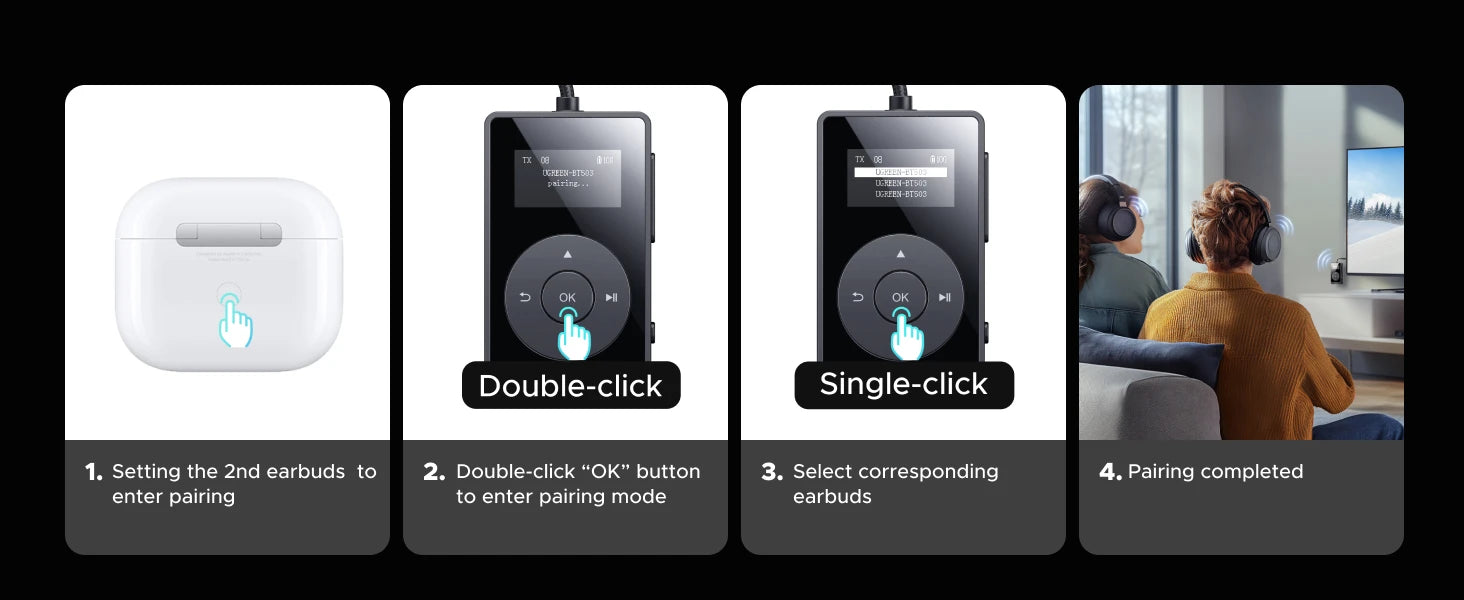 UGREEN aptX HD Airplane Bluetooth 5.3 Receiver Transmitter for All Headphones Wireless Audio Aux Bluetooth Adapter for TV Flying