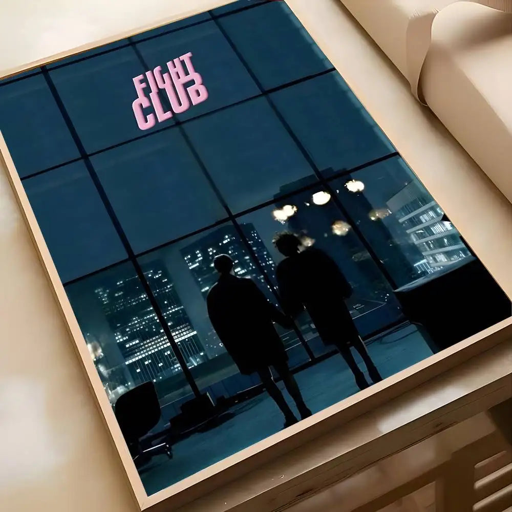 Movie Sticky Fight Club Poster High-definition art sticker Self adhesive waterproof home decoration for living room