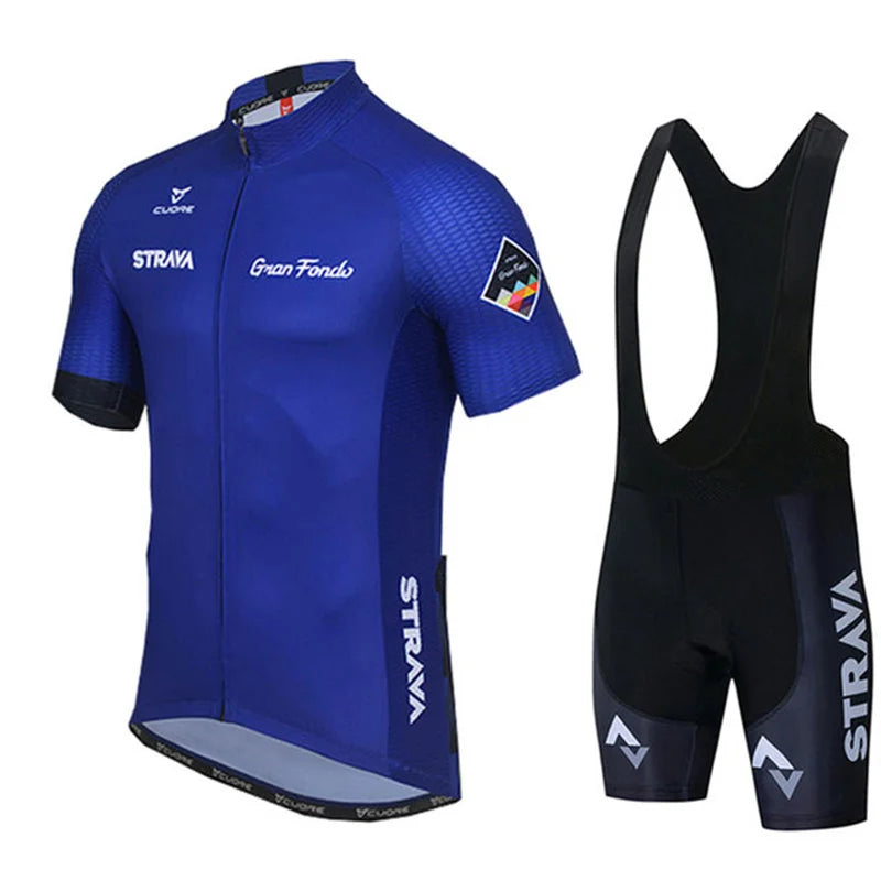 2025 STRAVA Cycling Jersey Set – Men’s Short Sleeve Pro Team Bike Clothing, Summer Road & MTB Bicycle Wear Maillot Ciclismo
