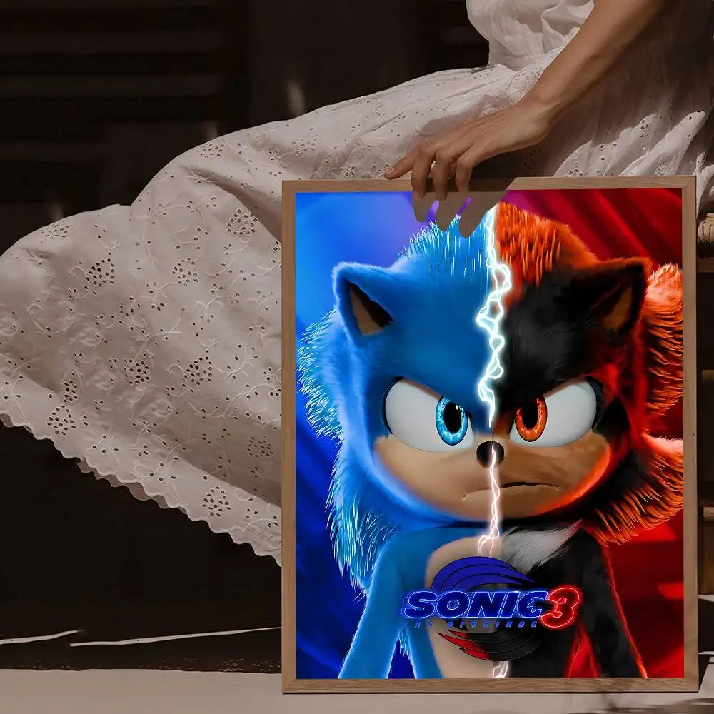 Cartoon Cool S-Sonic-ES Classic Vintage Posters Decoracion Painting Wall Art White Kraft Paper Kawaii Room Decor