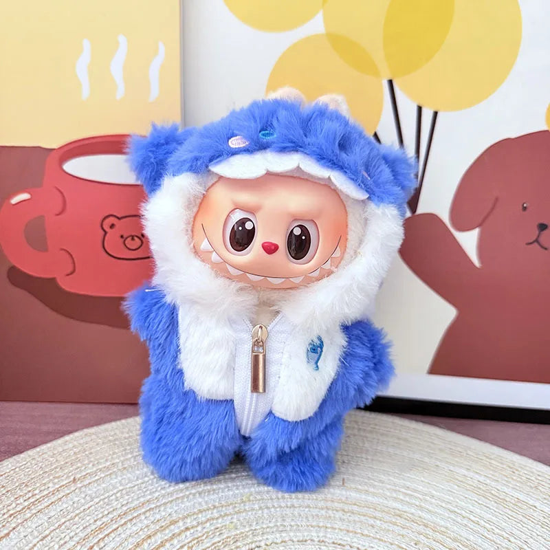 Abubu Doll Clothes Cute Cartoon Jumpsuit for Labubu Idol V1 V2 Dolls Clothing Accessories 15/17cm Plush Doll Universal
