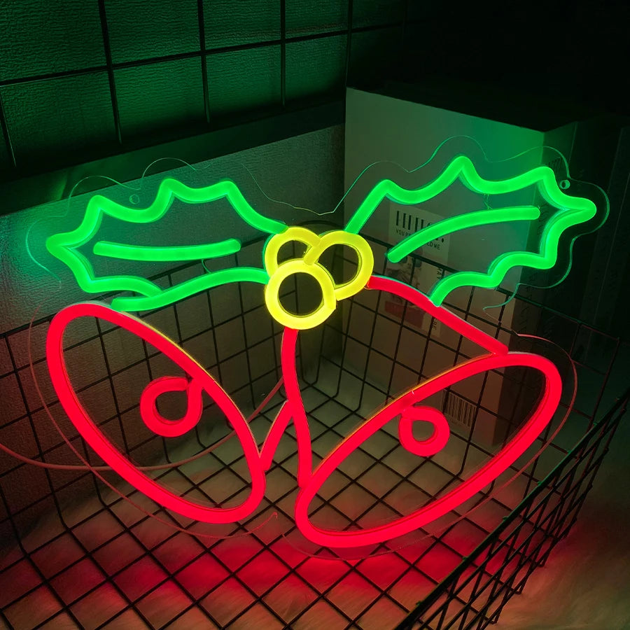 Christmas Bell Led Neon Lights, Used For Wall Decoration Usb Power Supply, Bedroom, Christmas Party Decoration, Children'S Gifts