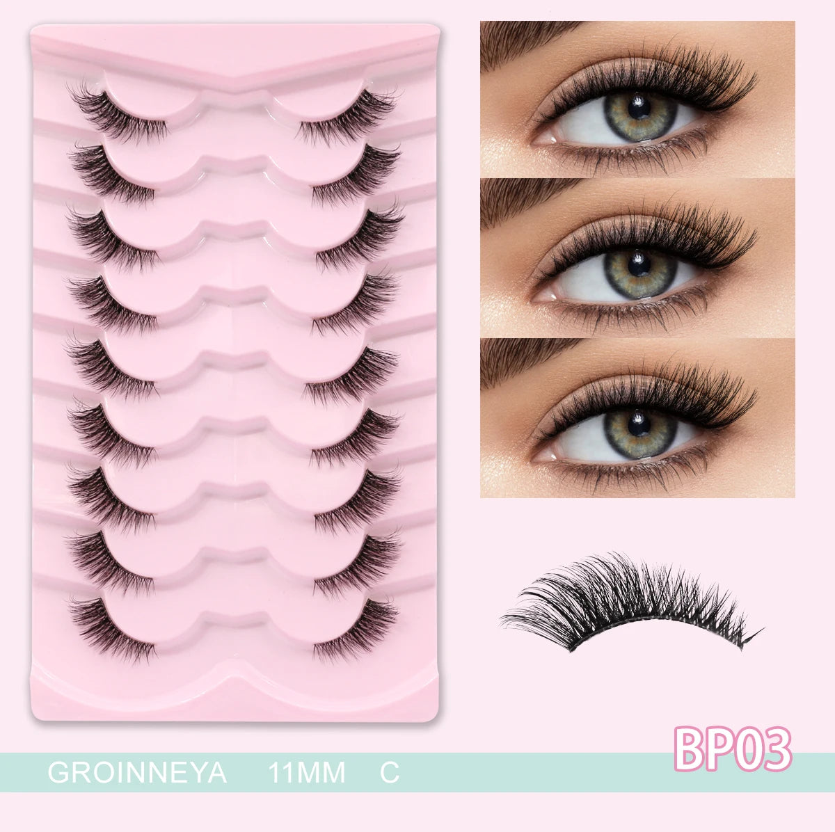 GROINNEYA Cat Eye Lashes Create Natural Look Half Eye Lashes With Winged Ends For Extended Eyelash For Daily Use