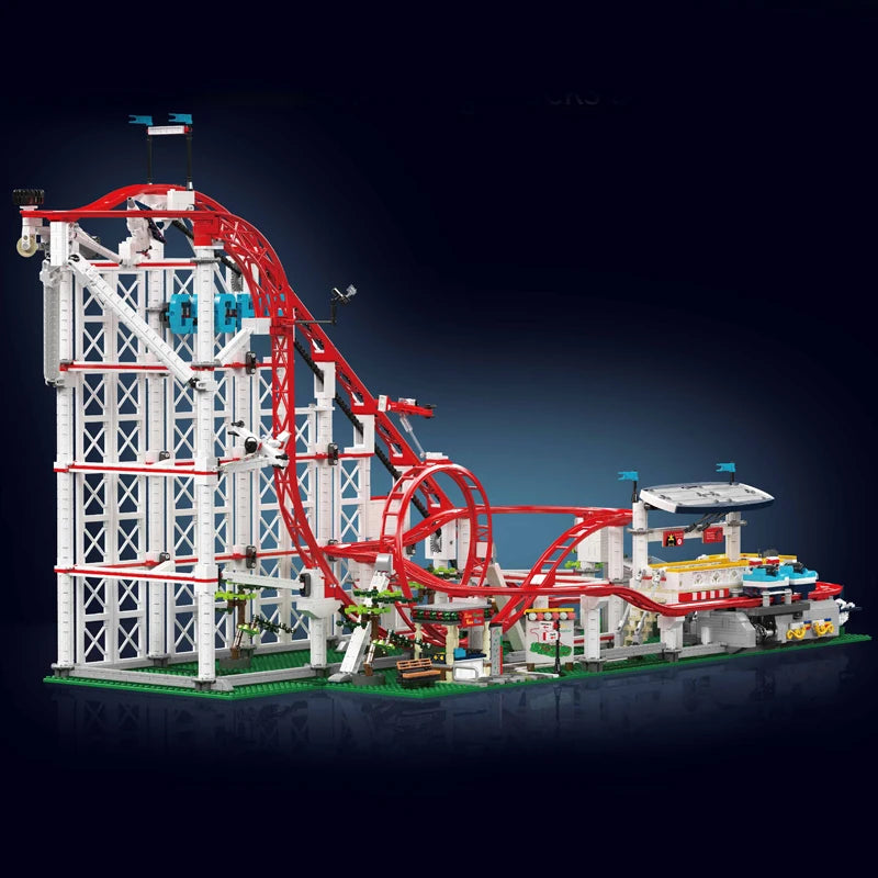 Motorized Roller Coaster Brick Set – Technical Building Model with Moving Train, Perfect Gift for Adults & Teens