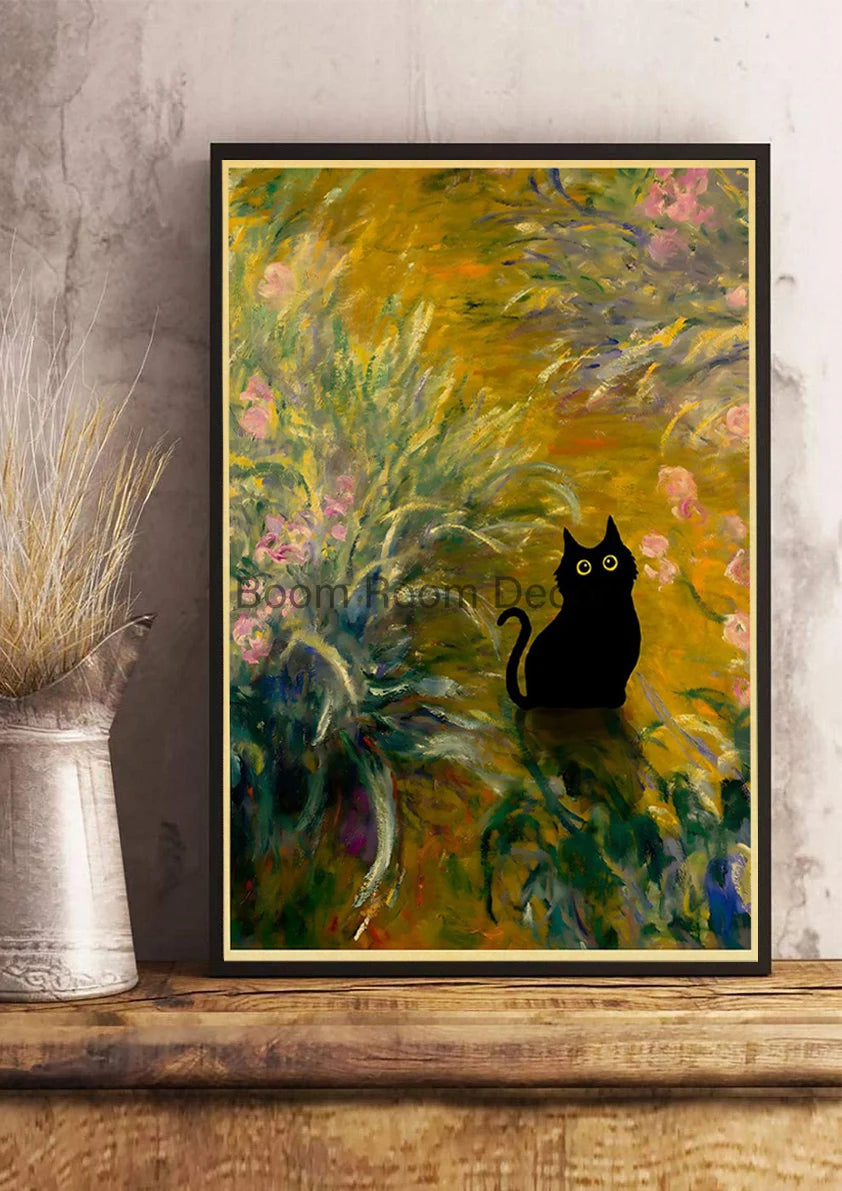 Digital Cats Cute Poster Kraft Paper Prints Modern DIY Funny Cartoon Room Painting Prints Art Picture Posters Living Room Decor