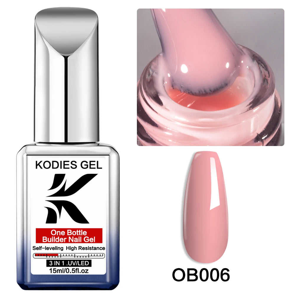 KODIES GEL Builder Nail Gel in a Bottle Milky Pink 15ML Brush on Builder Extension Gel Polish Soak Off French Manicure Hard Gel
