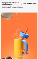 2025 New Female King Cup 304 Stainless Steel Straw Insulated Ice Cup - Thick, Portable Handle Design for Trendy Hydration