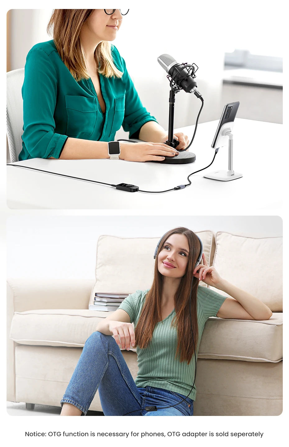 UGREEN Sound Card USB Audio Interface External 3.5mm Microphone Audio Adapter Soundcard for PC Laptop PS4 Headset USB Sound Card