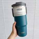 Tyeso 600/750/900ML Car Coffee Cup Thermo Bottle with Straw Portable Sport Insulated Vacuum Flask Travel Thermal Water Bottle