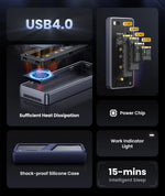 UGREEN 40Gbps NVMe SSD Case SSD Enclosure M.2 to USB4.0 Adapter for M.2 NVME PCIE Built-in Cooling Vest Aluminum Case