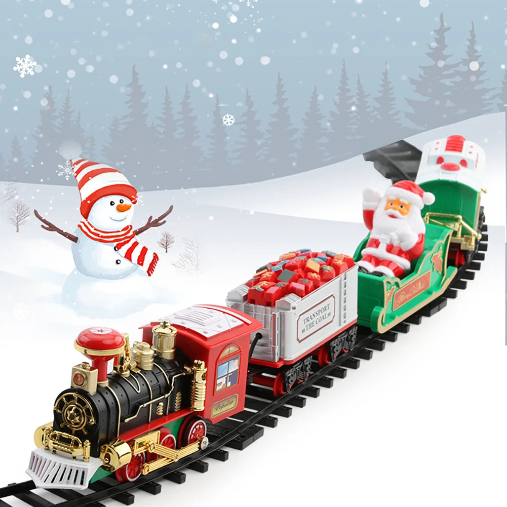 Christmas Train Christmas Tree Decoration Accessories Track Small Train with Music Santa Claus Train Set Children's Gift