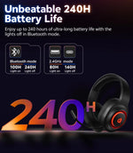 QCY Heroad V200 Gaming Over Ear Headphone Wireless Bluetooth 6.0 with Mic 50mm Driver 7.1 Surround Sound Dynamic EQ RGB Headset