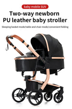 Ultimate 3-in-1 Lightweight Baby Stroller Travel System Convertible Pram & Carriage with PU Wheels for All-Terrain, Compact Fold