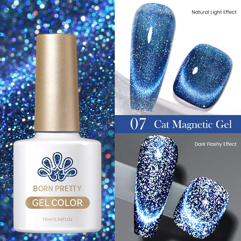 BORN PRETTY 10ml Silver Water Light Cat Magnetic Gel Nail Polish Nail Supplies Vernis Semi Permanent Gel for Fall Winter Nails