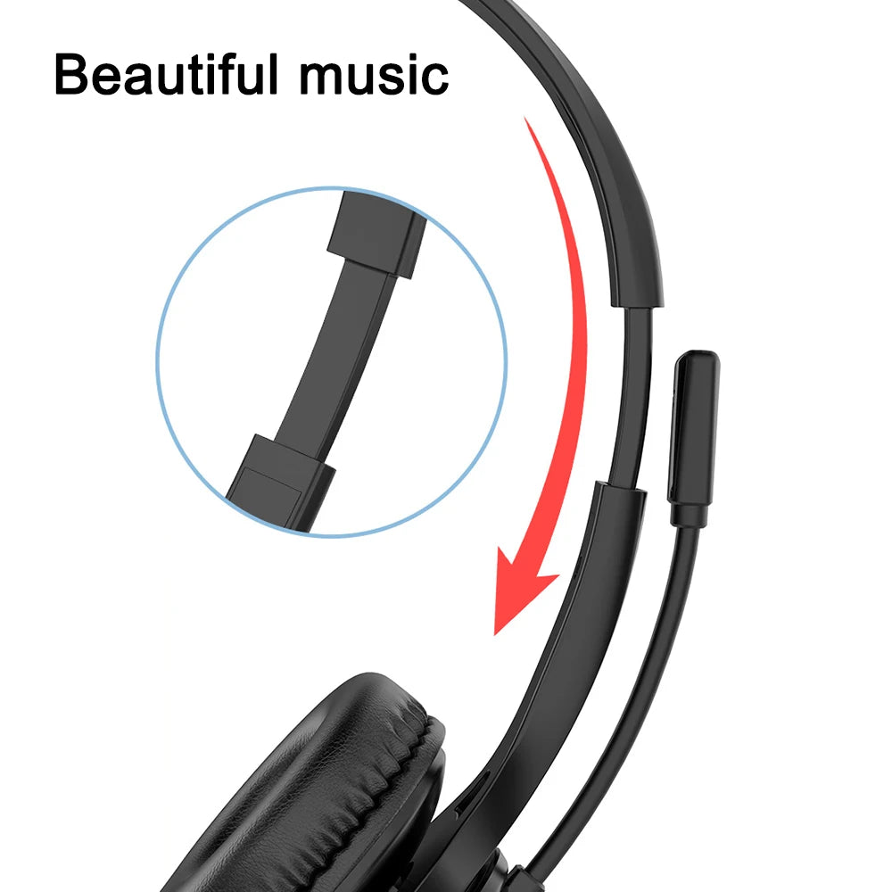 Wired USB Headset Call Center Headphones with Microphone Noise Cancelling Over Gaming Over-Ear Headsets for Computer PC Laptop