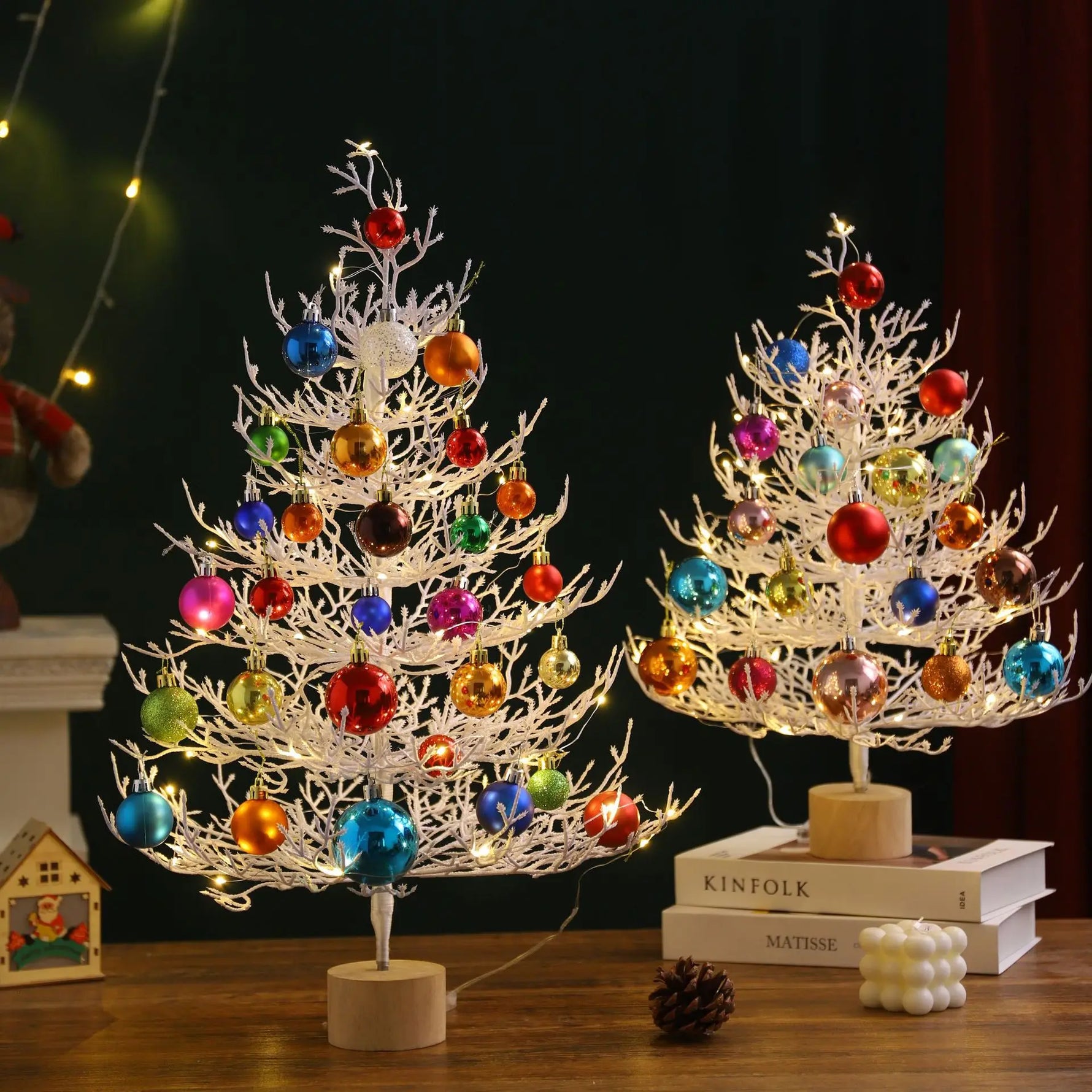 Christmas party decorations Christmas tree desktop decorations Christmas decorations simulation tree white decorative balls