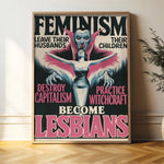 Retro Feminist Comic-Style Canvas Poster - "LESbianism Vs. Witchcraft" Wall Art Decor for Bedroom,Living Room,Office, Cafe, Bar